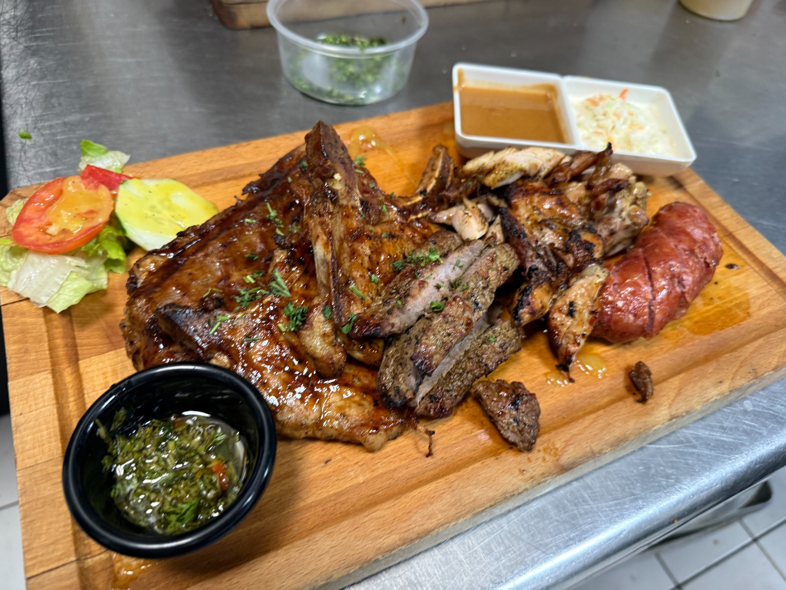 Family feast king platter and drinks with Texas Alaparia